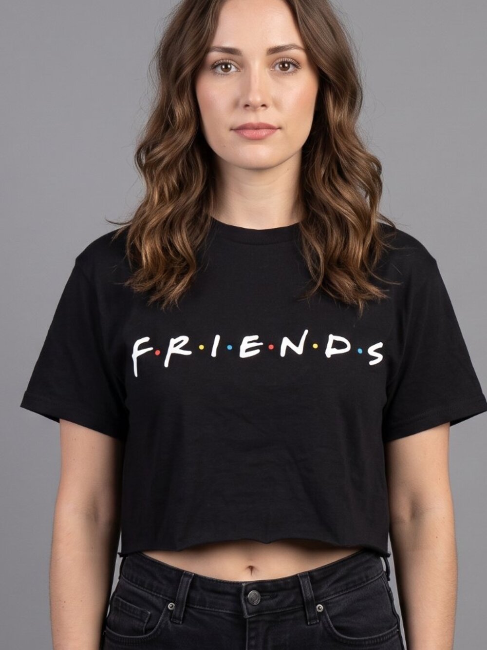 FRIENDS The Television Series Womens Black Cropped Tee Shirt New Medium
